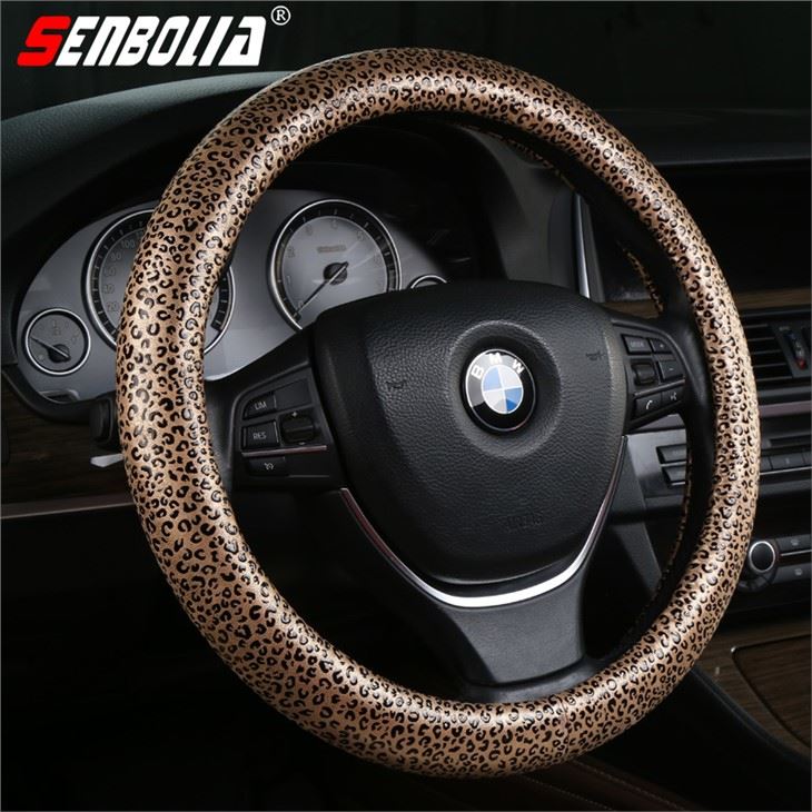 Funda para volante de coche con estampado de leopardo